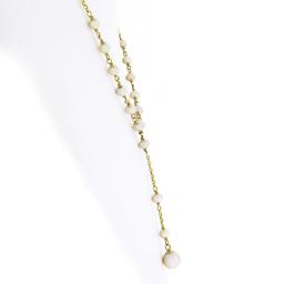 14K Yellow Gold 3.7-6.3mm Cultured Pearl Dangle Drop Adjustable Chain Necklace
