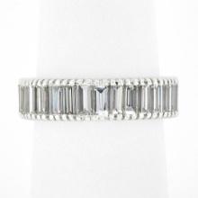 Vintage Platinum 4.60 ctw Straight Baguette Prong Set Diamond Eternity Band Ring
