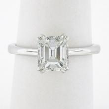 NEW Platinum 1.88 ctw GIA Old Emerald Cut Prong Diamond Solitaire Engagement Rin