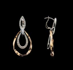0.76 ctw Diamond Earrings - 14KT Two Tone Gold