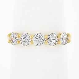 18k Yellow Gold 1.22 ctw Round Ideal Low Profile Diamond 5 Stone Stack Band Ring