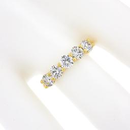 18k Yellow Gold 1.22 ctw Round Ideal Low Profile Diamond 5 Stone Stack Band Ring