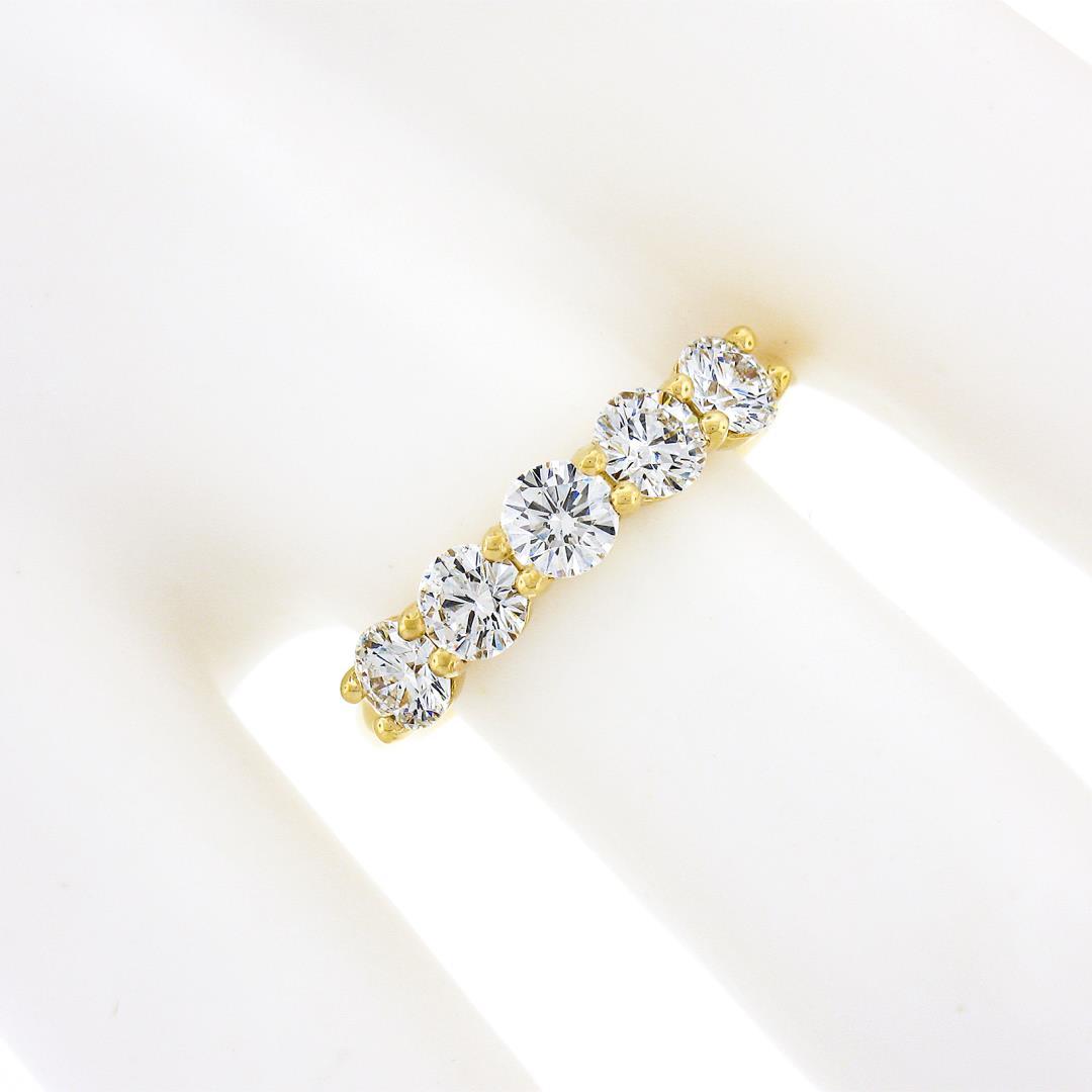 18k Yellow Gold 1.22 ctw Round Ideal Low Profile Diamond 5 Stone Stack Band Ring
