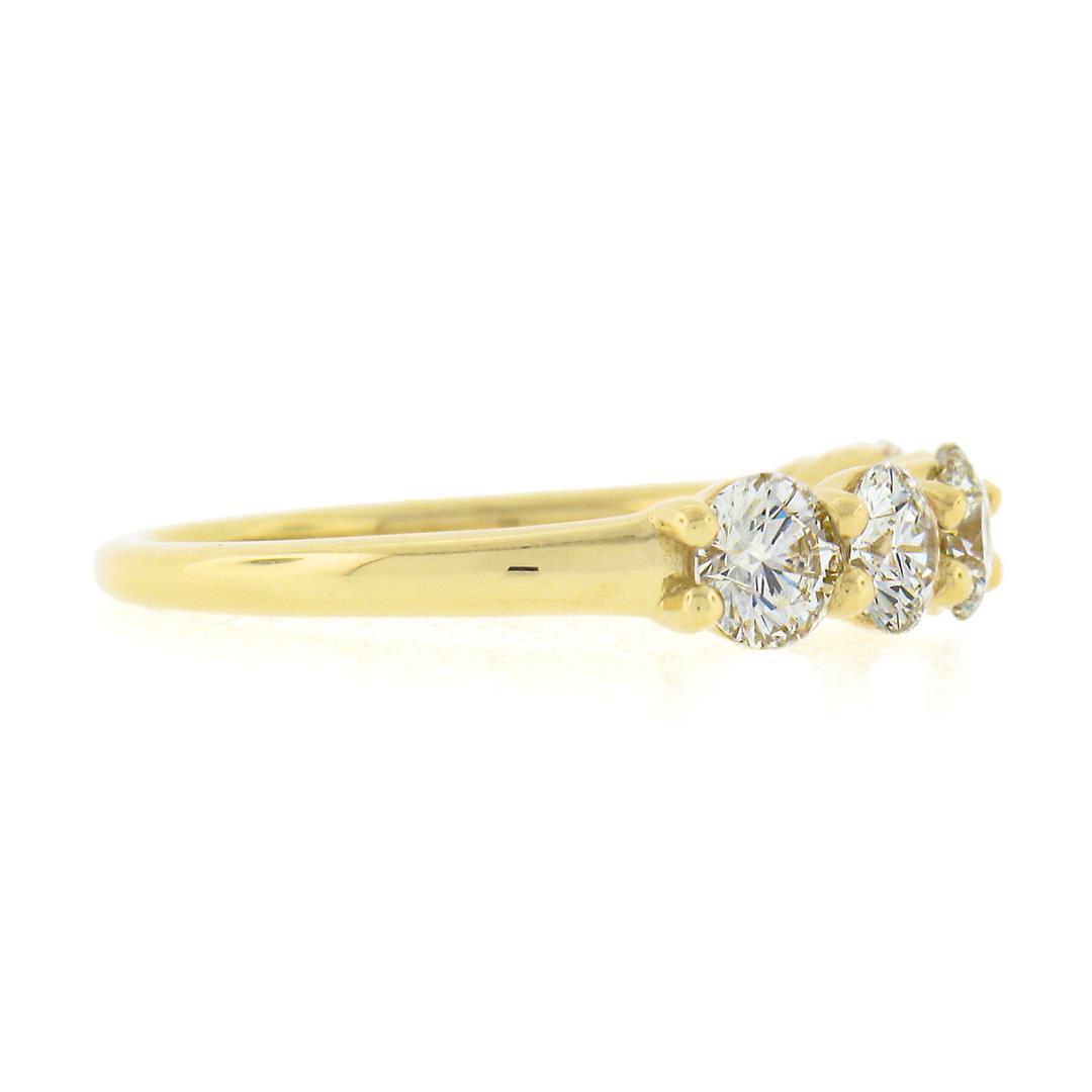 18k Yellow Gold 1.22 ctw Round Ideal Low Profile Diamond 5 Stone Stack Band Ring