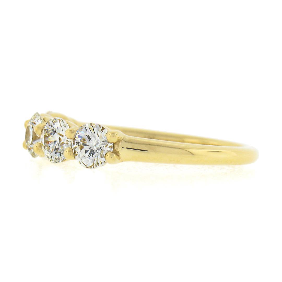 18k Yellow Gold 1.22 ctw Round Ideal Low Profile Diamond 5 Stone Stack Band Ring