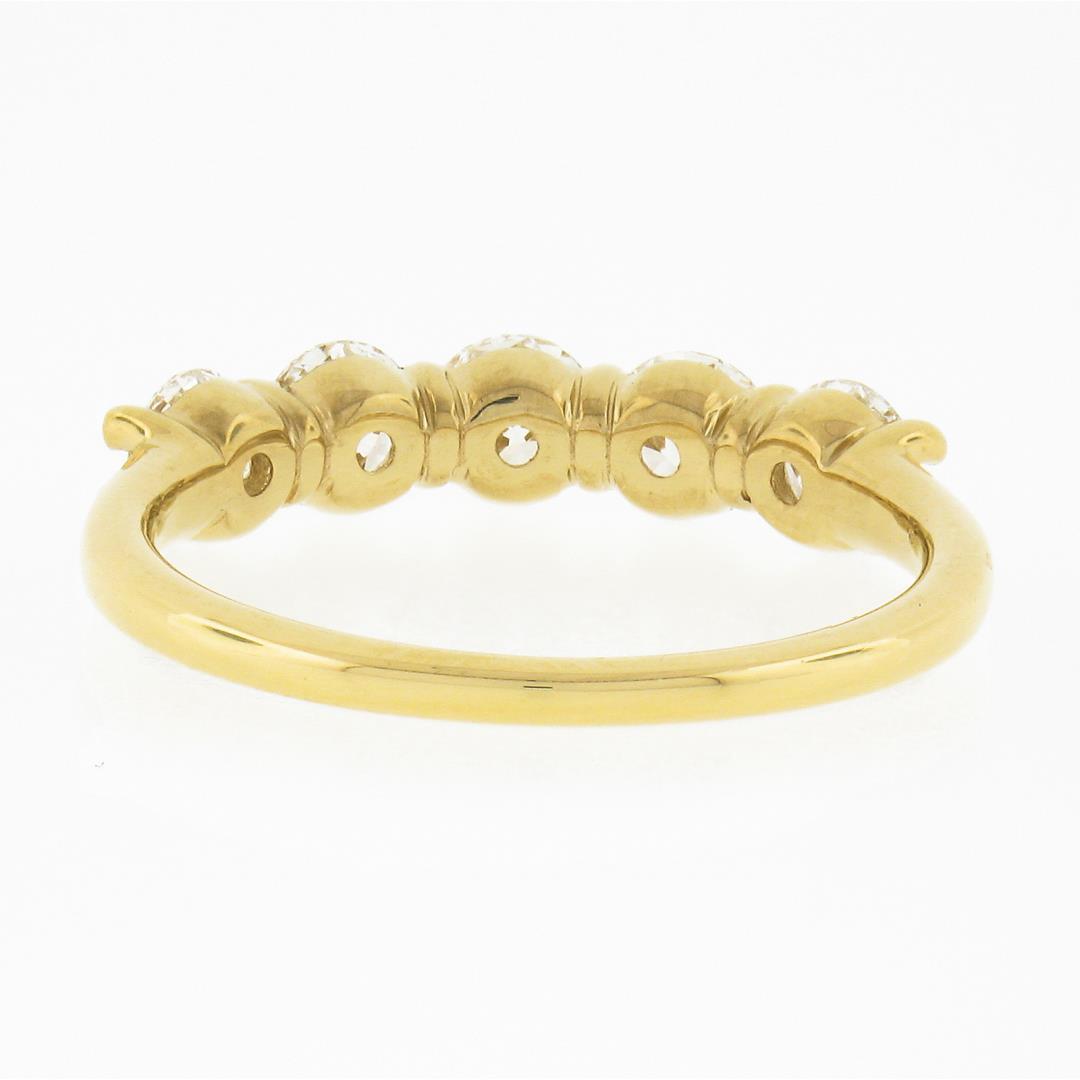 18k Yellow Gold 1.22 ctw Round Ideal Low Profile Diamond 5 Stone Stack Band Ring