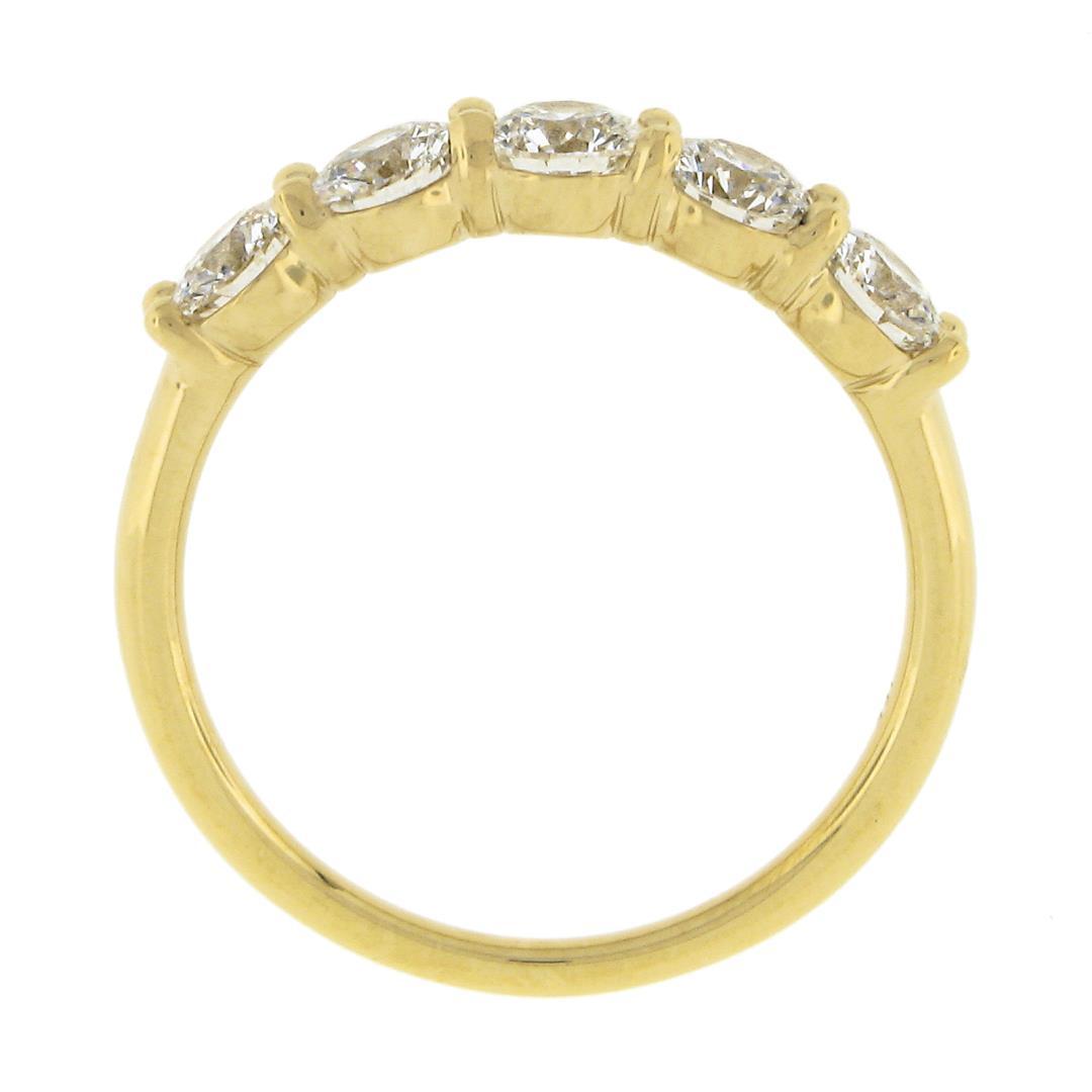 18k Yellow Gold 1.22 ctw Round Ideal Low Profile Diamond 5 Stone Stack Band Ring