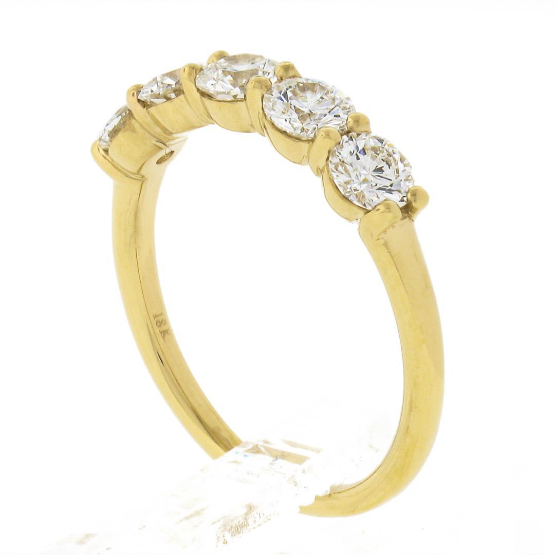 18k Yellow Gold 1.22 ctw Round Ideal Low Profile Diamond 5 Stone Stack Band Ring