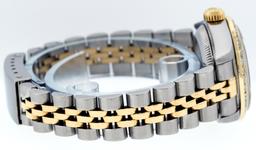 Rolex Ladies Two Tone Sapphire Quickset Blue String Diamond Datejust Wristwatch