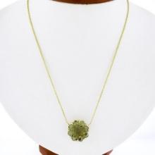 NEW 14K Yellow Gold 13 ctw Star Snowflake Cut Smoky Quartz Pendant Chain Necklac