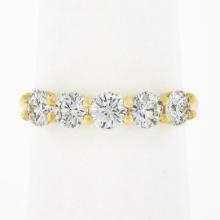 18k Yellow Gold 1.22 ctw Round Ideal Low Profile Diamond 5 Stone Stack Band Ring