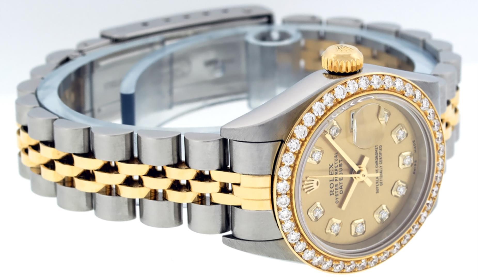 Rolex Ladies Quickset Two Tone Champagne 1 ctw Diamond Datejust Wristwatch 26MM
