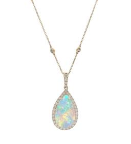 Fashion Pendant and Chain Opal and Diamond