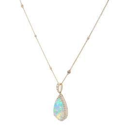 Fashion Pendant and Chain Opal and Diamond