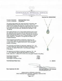 Fashion Pendant and Chain Opal and Diamond