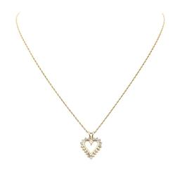 1.00 ctw Diamond Heart Shaped Pendant with Chain - 14KT Yellow Gold