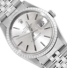 Rolex Mens 36MM Stainless Steel Silver Index Dial Datejust With Rolex Box