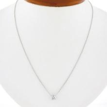 NEW Classic 14k White Gold 0.57 ctw Round Prong Diamond Solitaire Pendant Neckla