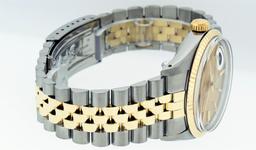 Rolex Mens Quickset 14K Yellow Gold And Stainless Steel Champagne Index Datejust