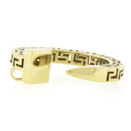 14K Yellow Gold Polished Greek Key Squared Open Work Round Nail Pendant