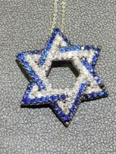 Diamond & Sapphire Star of David Necklace