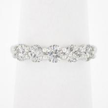 18k White Gold 1.24 ctw Round Ideal Low Profile Diamond 5 Stone Stack Band Ring