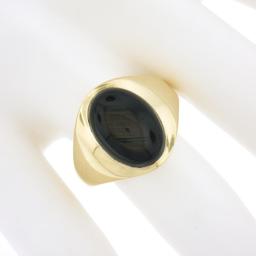 Men's 14K Yellow Gold Oval Cabochon Bezel Set Brown Star Sapphire Solitaire Ring