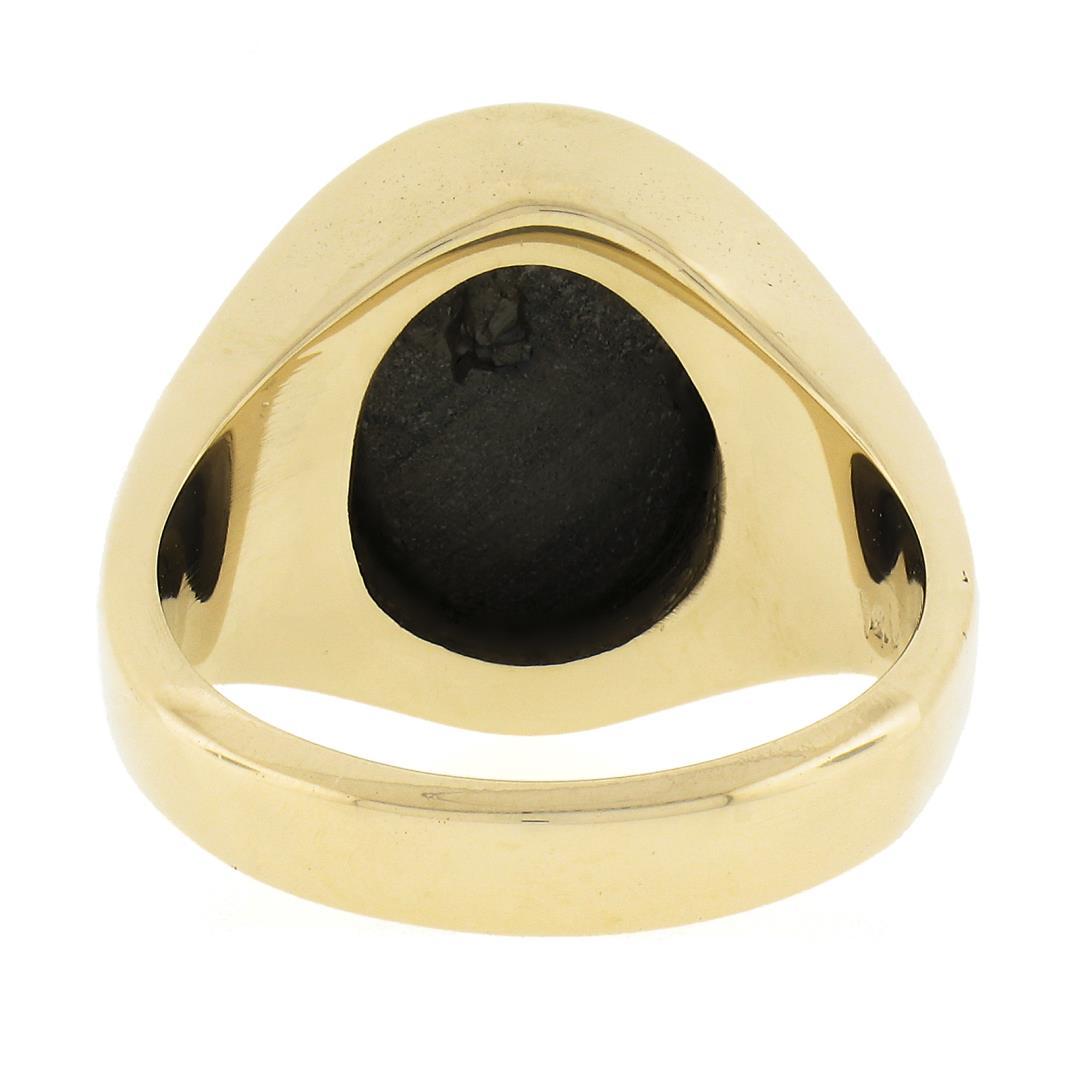 Men's 14K Yellow Gold Oval Cabochon Bezel Set Brown Star Sapphire Solitaire Ring