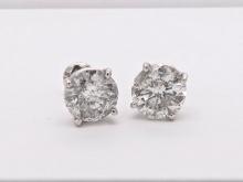 4.01 ctw Diamond Stud Earrings - Platinum