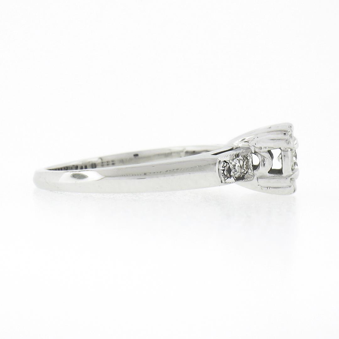 Vintage 14k White Gold 0.24 ctw Illusion Set Round Diamond Engagement Promise Ri