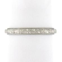 Antique Platinum 2.6mm Detailed Textured Work Eternity Stackable Band Ring