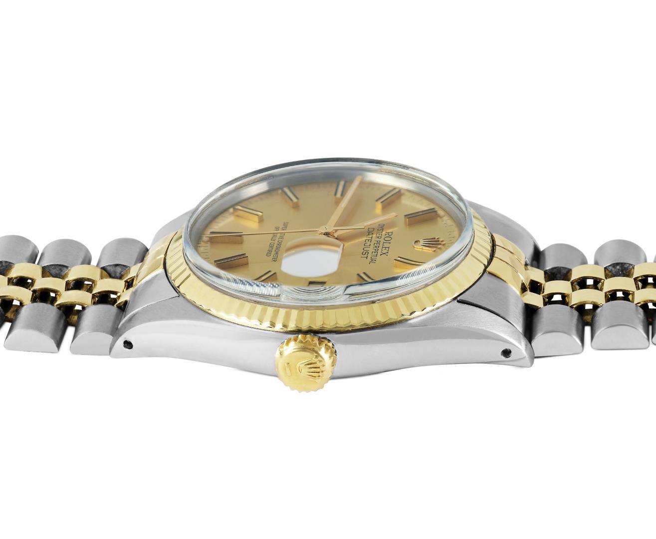 Rolex Mens Two Tone 36MM Champagne Index Datejust With Rolex Box