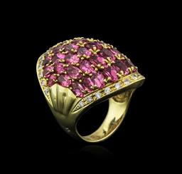 18KT Yellow Gold 8.36 ctw Tourmaline and Diamond Ring