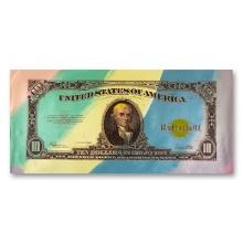 10 Dollar Bill (Gold) by Steve Kaufman (1960-2010)