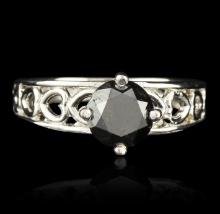 14KT White Gold 1.46 ctw Black and White Diamond Ring