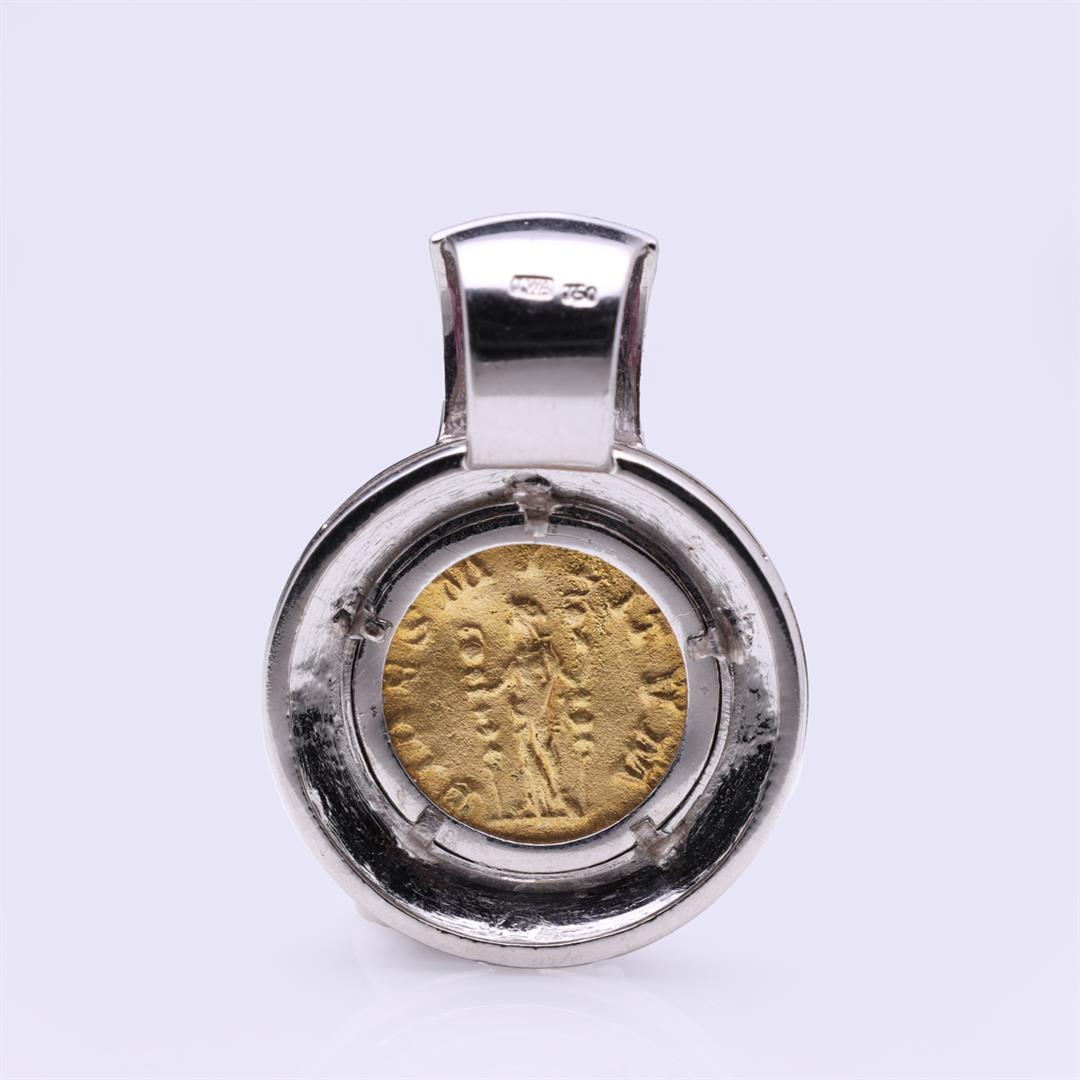 18K White Gold & Ruby Coin Pendant
