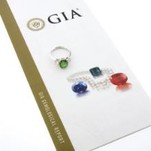 NEW Platinum 14k Gold 4.23 ctw GIA Cushion Tsavorite & Round Diamond Accents Rin