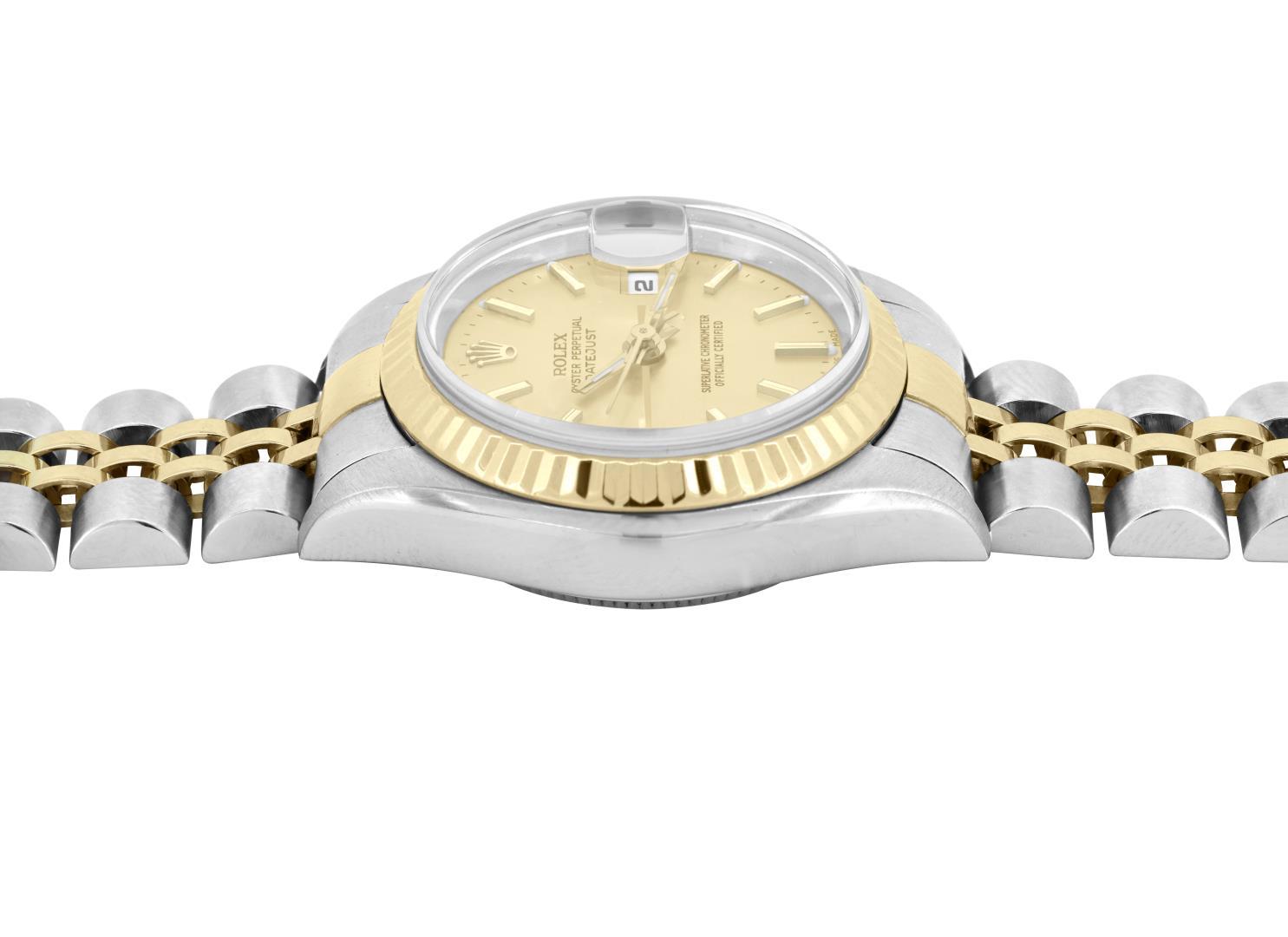 Rolex Ladies 18K Two Tone Gold And Steel Champagne Index Datejust With Rolex Box
