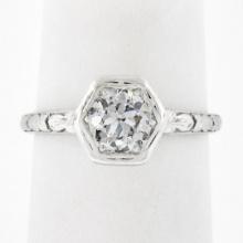 Antique Orange Blossom Platinum Old Cut 0.60 ctw G VS Diamond Engagement Ring