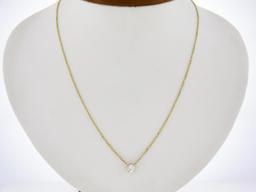 New 14K Gold .49 ctw Round Brilliant Diamond Solitaire Pendant w/ Adjustable Cha