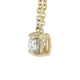 New 14K Gold .49 ctw Round Brilliant Diamond Solitaire Pendant w/ Adjustable Cha
