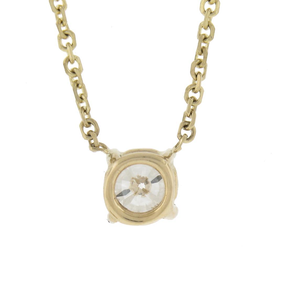 New 14K Gold .49 ctw Round Brilliant Diamond Solitaire Pendant w/ Adjustable Cha