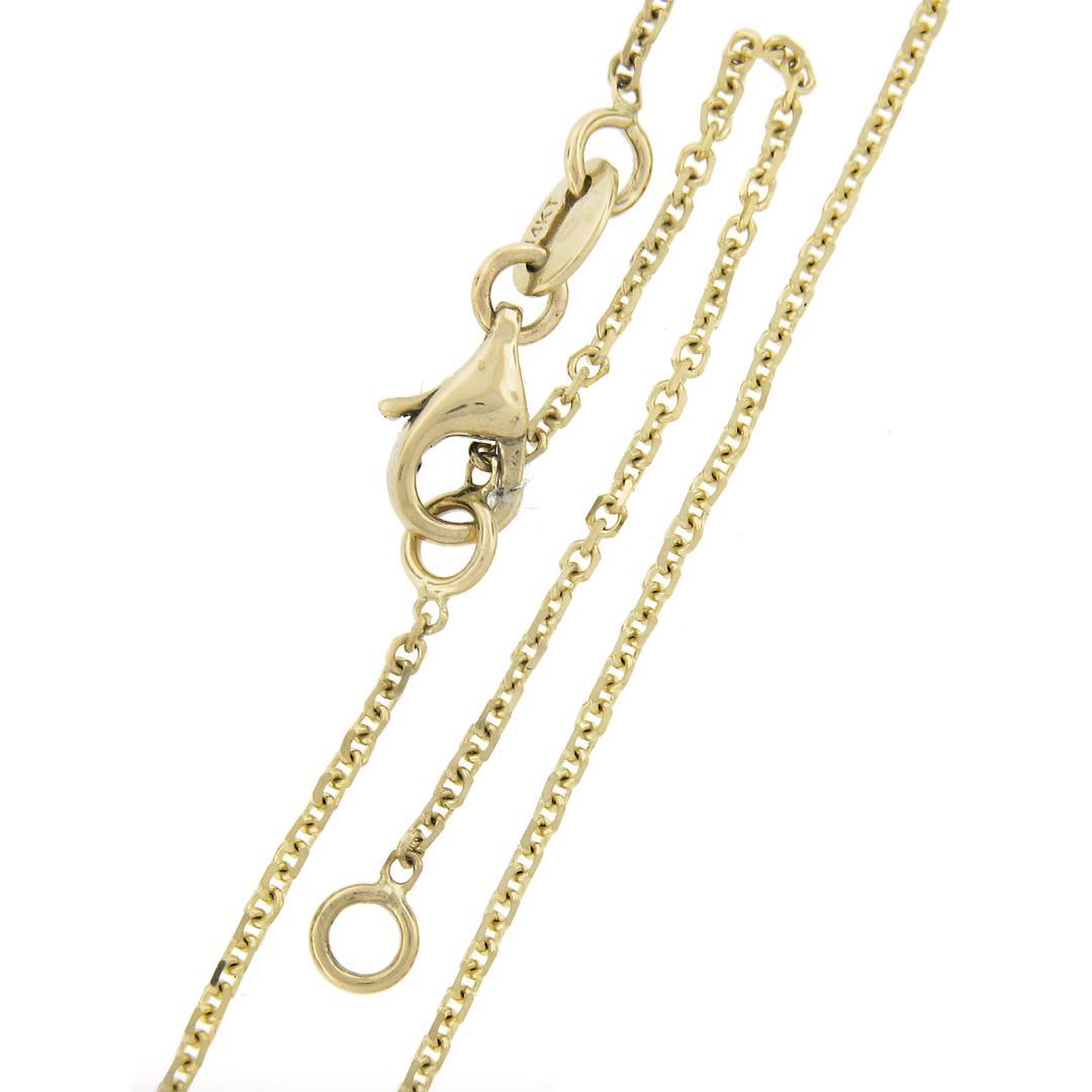 New 14K Gold .49 ctw Round Brilliant Diamond Solitaire Pendant w/ Adjustable Cha