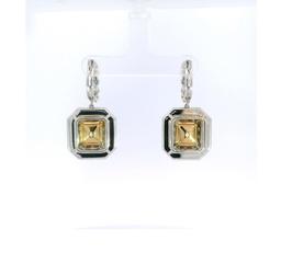 16.70 ct. EGL USA Fancy Light Yellow Diamond Dangle Earrings - 18KT White and Ye