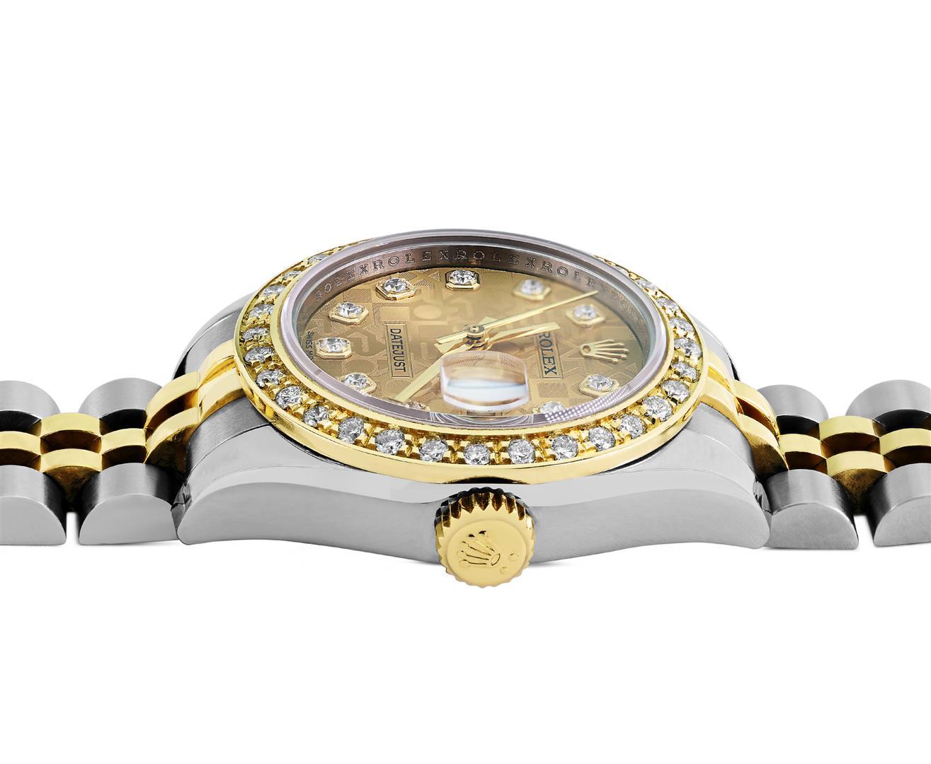 Rolex Ladies Quickset 2Tone 18K With Factory Diamond Dial Datejust With Rolex Bo