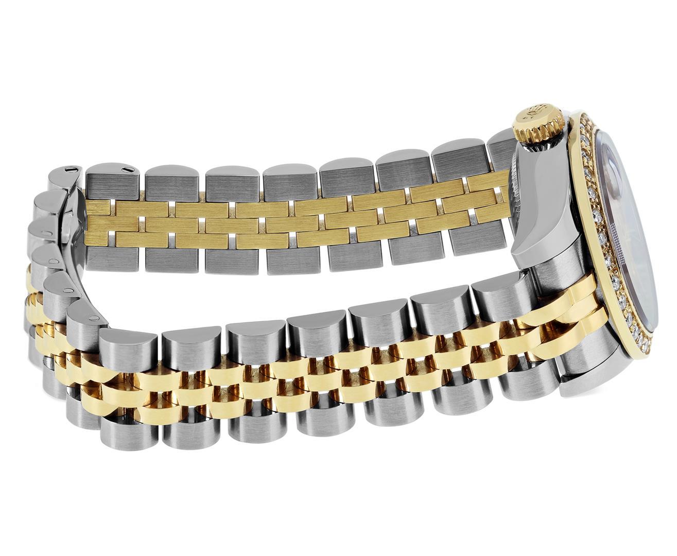 Rolex Ladies Quickset 2Tone 18K With Factory Diamond Dial Datejust With Rolex Bo