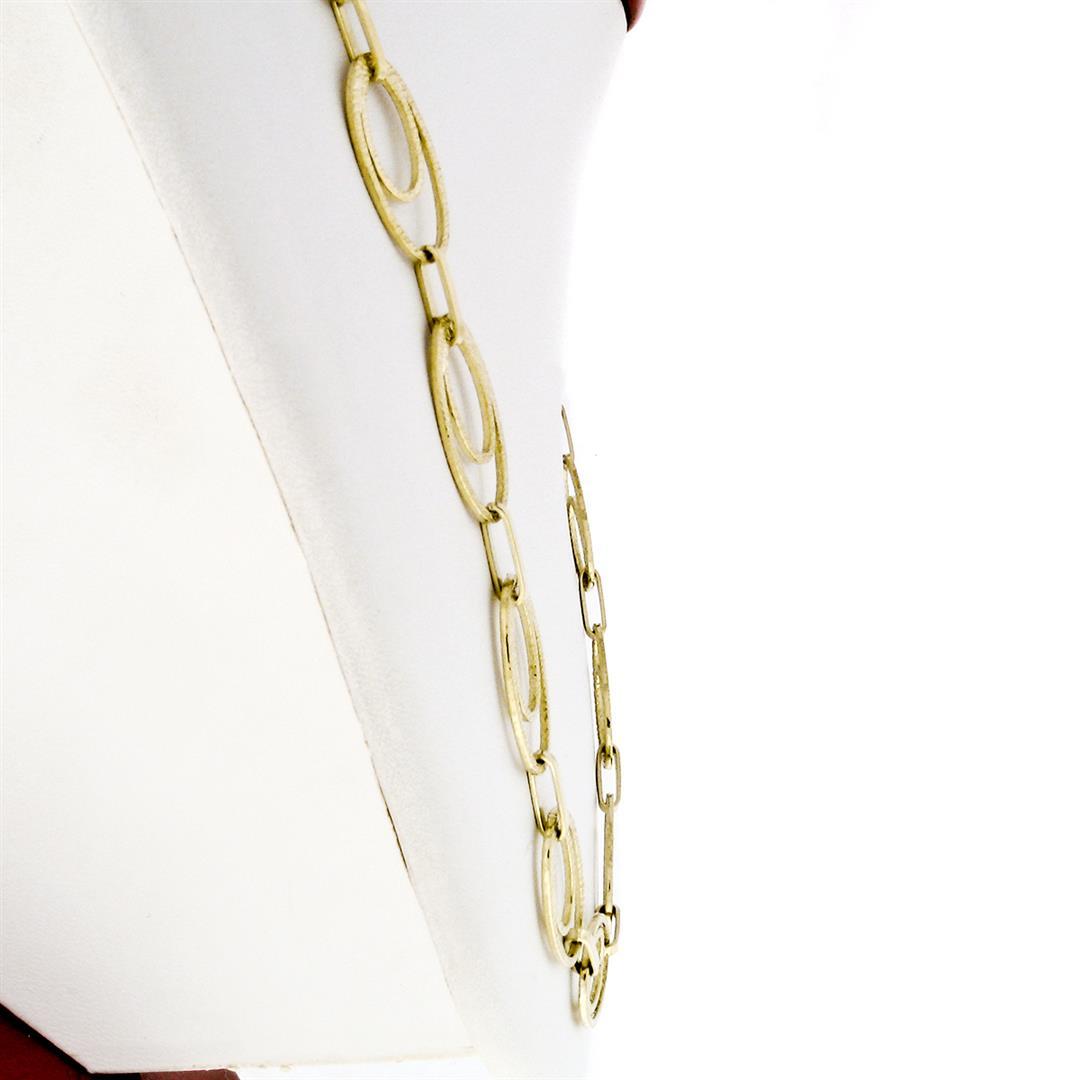 Statement 14K Yellow Gold Long 28" Textured Open Dual Oval Link Chain Necklace