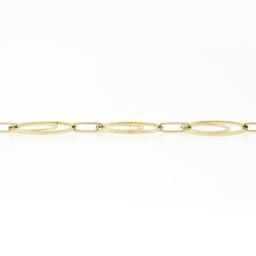 Statement 14K Yellow Gold Long 28" Textured Open Dual Oval Link Chain Necklace