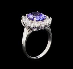 14KT White Gold 3.80 ctw Tanzanite and Diamond Ring