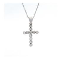 14kt WG Cross Pendant with chain 0.50 cts